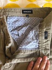 BONOBOS Stretch Washed Chinos Mens 35x30 Tailored Fit Olive Green Casual Pants picture
