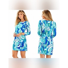 Lilly Pulitzer Aquatic Garden Sophie Dress Blue Floral UPF 50+ XS RN88189 picture