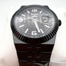 $250 NEW Men's INVICTA Blackout Full Stainless Steel Fluted Cyclops-Date Watch picture