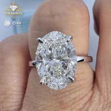 7 CT Oval-Cut EF/VS1 Lab Grown Diamond Solitaire Engagement Ring Platinum 950 picture