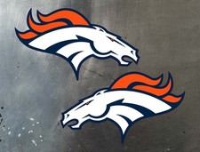 Two Denver Broncos Left and Right Water Proof UV Safe Glossy Vinyl Decals x2 picture