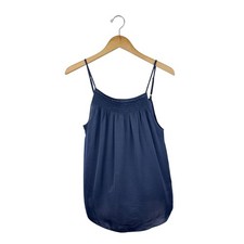 NWT Anthropologie Silky-Feel Smocked Cami M Navy Lightweight picture