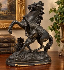 Antique Marly Horse Groom Statue After Coustou Gilt Metal Wood Base c1900 picture