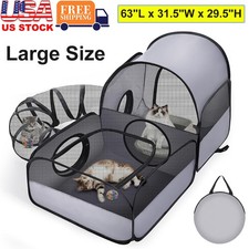 Cat Playpen with Tunnel Portable Cat Enclosure Breathable Mesh Indoor & Outdoor picture