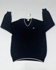 Nike V-Neck Knit Pullover Sweater Black White HV1419-010 Men's Size Large picture