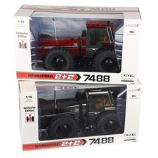 Set of 2 Chrome 1/16 International Harvester 7488 4WD 2+2 Tractor ERTL Prestige picture