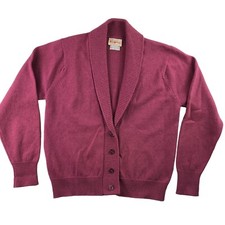 VTG Alan Paine England Women’s 100% Wool Shawl Collar Cardigan Sweater Pink • 38 picture