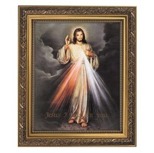 The Divine Mercy Framed Print, Under Glass With Gold Finish Frame, 12.5