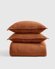 Quince 100% Organic Ribbed Cotton Coverlet Set in Terracotta NWT picture