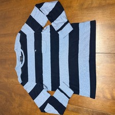 Abercrombie & Fitch Mens L Striped Long Sleeve Pocket T Shirt Navy Gray Moose picture