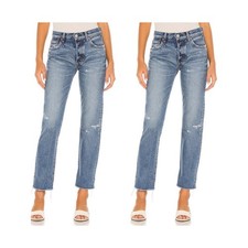 NWT Moussy Vintage Franconia Straight Leg Jeans Blue Distressed Size 29 picture