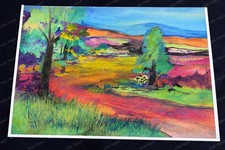 Colorful Abstract Landscape Art Print 16x20 – Vibrant Modern Watercolor Style picture