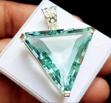 51.22 Ct+ Trillion Aquamarine Natural Topaz 925 Solid Silver Pendant Gemstone A+ picture
