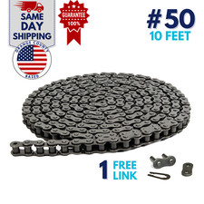 #50 Roller Chain 10 Feet with 1 Connecting Links picture