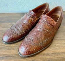 Vintage Lee Kee Hong Kong Men’s 11 Genuine Crocodile Penny Loafers Brown picture