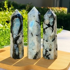 Natural Moonstone Crystal Tower Point Healing Chakra Specimen Obelisk Home Decor picture
