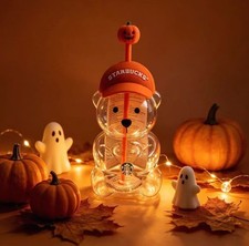 2026 Star bucks Halloween Bearista Bear Cup Tumbler Pumpkin Topper Cap NEW BOXED picture