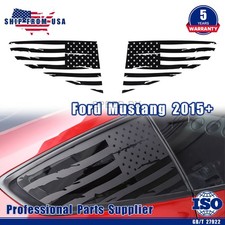 2 Pcs Distressed US Flag Rear Window Decal Trim Sticker For Ford Mustang 2015+ picture