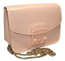 Furla Metropolis Candy Rose Vitello Leather Mini Shoulder Bag Chain Strap NWT picture
