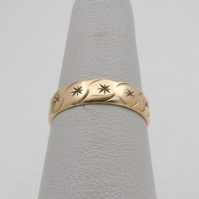 Solid 9ct 9k Gold Stars Wedding Band Ring Vintage England Berker Bros sz5.5 picture