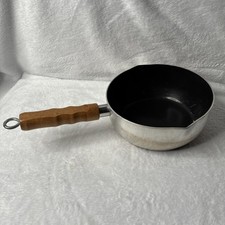 Vintage Mirro 2 Qt Saucepan Nonstick Aluminum Wood Handle USA 54221-1330 picture