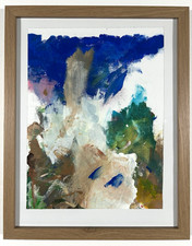 Framed Abstract Original Canvas Painting Blue Green Beige Single Piece Art picture