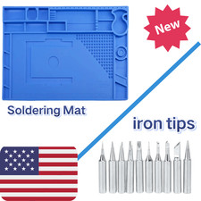 Magnetic Heat Resistant Silicone Soldering Mat 45x30cm & Soldering Iron Tips picture
