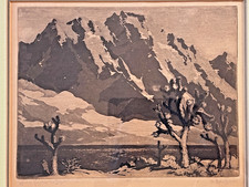 1930s CALIFORNIA Landscape AQUATINT Etching ORPHA MAE KLINKER Original signed  picture