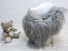 REAL ICELANDIC SHEEPSKIN RUG CURLY HAIR MONGOLIAN STYLE GREY SHAG RUG 33 picture