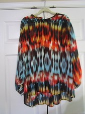 Ana Women's Button Up Tunic Size 3X VIbrant Long Sleeve Easy Care picture