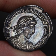 Valentinian II Siliqua Ancient Roman Empire Silver Coin 378AD Victory Toned XF picture