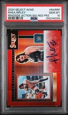 PSA 10 RHEA RIPLEY 2024 Panini Select WWE Ringside Action Auto Red /99 picture