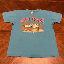 Vintage Artex Snoopy Couch Beagle T-Shirt Blue Peanuts Woodstock Made in USA L picture