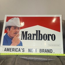 Vintage Marlboro Cigarette Sign  1994 Philip Morris Cowboy Store Sign 32x22 picture