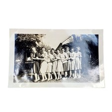 Vtg Girlfriends Posing Together After Tea Party Original Monochrome Photo Found picture