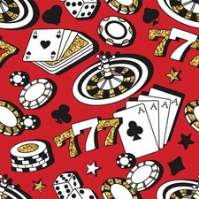 5 yds Gambling Cards Dice Poker Chips VEGAS 100% Cotton Fabric picture