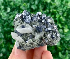 Shiny Galena with Calcite, Chlorite from Madan , Bulgaria , Rare Morphology picture