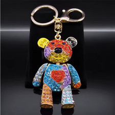 Colorful Teddy Bear Rhinestone Bling Keychain Bag Charm New picture