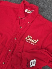 Bud Racing Dale Ernhardt Shirt Mens Medium Red Button Up Winners Circle picture