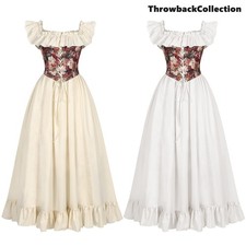 Women's Renaissance Floral Dress Medieval Corset Ren Faire Costume S-2XL picture