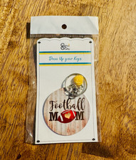 Chic Crafty Football Mom Key Chain Silver Yellow Metal Charm Women’s picture