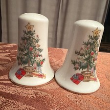 Vintage Lefton Christmas Salt Pepper Shakers Tree & Holly EXC JAPAN picture