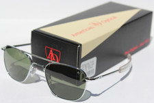 AMERICAN OPTICAL Original Pilot Sunglasses Silver/Calobar Green GLASS 52 GNG NEW picture