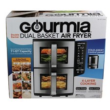 Gourmia Dual Basket Air Fryer 11-Qt Capacity Silver Stainless Steel GAF1190 picture