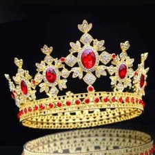 Luxury Gold Tiara - King Crown - Full Round Crystal Rhinestone picture