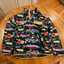 Patagonia Synchilla Lightweight Snap-T Fleece Pullover “Salmon Energy” Print L picture