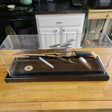 Gil Hibben Signed 1802/2000 Gold Griffyn Series Knife with Stand  picture