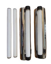 VL1369 Pair Vintage c1940 Lumiline Sconces Retro Machine Age Chrome All Original picture