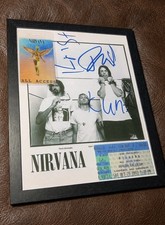 Nirvana Signed Photo Reprint Framed w/ 1993 Ticket & Laminate Reprints picture