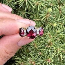 3.Ct Oval Cut Natural Ruby & Diamond Wedding bridal Ring in 14K Yellow Gold Gift picture